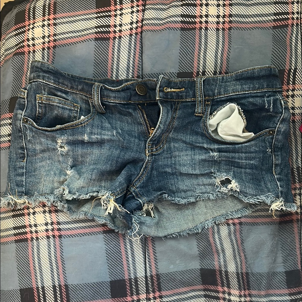 Mossimo Supply Co Blue Jean Shorts Casual Distressed